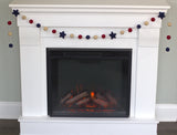 Fourth of July Felt Ball & Star Garland- Burgundy, Navy, Almond