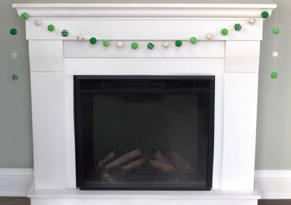 St. Patrick's Day Felt Ball Garland- Green Swirls & Dots