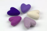 Valentine's Day Felt Folk Hearts- Purple, Off White