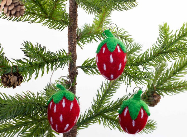 Felt Strawberry Ornaments