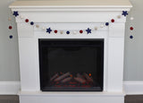 Fourth of July Felt Ball & Star Garland- Navy, Red, Gray, White