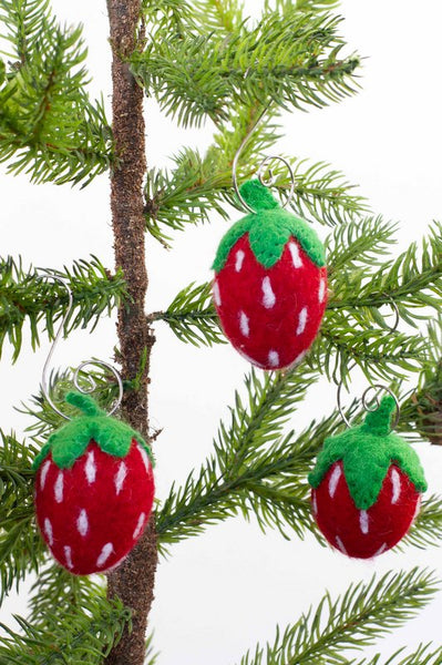 Felt Strawberry Ornaments
