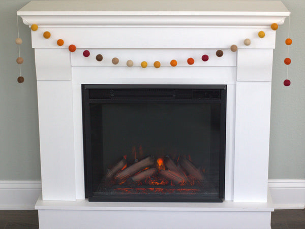 Fall Felt Ball Garland- Ombre Burgundy Orange Gold Tan Brown