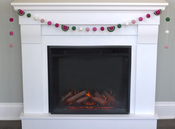 Watermelon Felt Ball Garland- Ombre Pink & Green