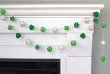 St. Patrick's Day Felt Ball Garland- Green Swirls & Dots