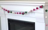 Watermelon Felt Ball Garland- Ombre Pink & Green