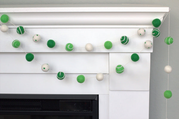 St. Patrick's Day Felt Ball Garland- Green Swirls & Dots