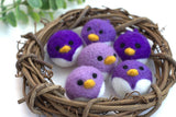 Spring Bird Chick Felt Shapes- SET OF 3 or 6- Purple Lavender