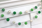 St. Patrick's Day Felt Ball Garland- Green Swirls & Dots