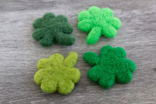 Felt Shamrocks - SET OF 4- Shades of Green