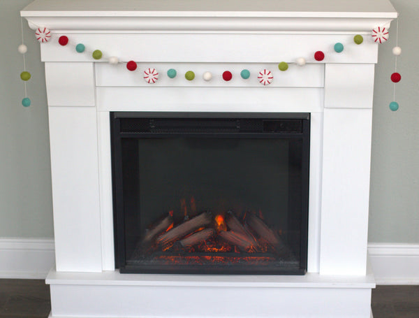 Peppermint Felt Christmas Garland- Red, Turquoise, Green, White