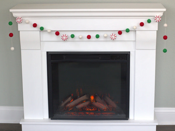 Peppermint Felt Christmas Garland- Red, Kelly Green, White