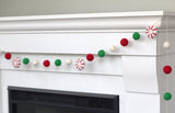 Peppermint Felt Christmas Garland- Red, Kelly Green, White