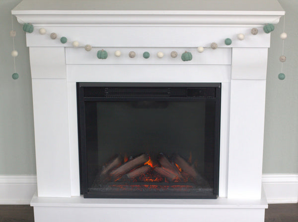 Felt Pumpkin Garland- Teal & Gray
