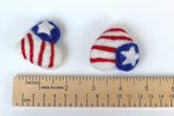 Fourth of July Ornaments- SET of 3 Red, White, Blue Flag Hearts