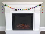 St. Patrick's Day Pot of Gold & Leprechaun Felt Ball Garland- Rainbow