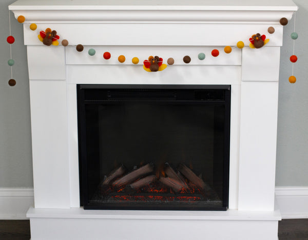 Thanksgiving Turkey Garland- Teal, Orange, Gold