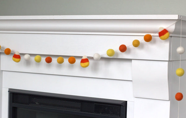 Candy Corn Felt Ball Garland- Oranges & Yellows