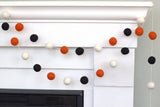 Halloween Felt Ball Garland- Black, Bright Orange & White