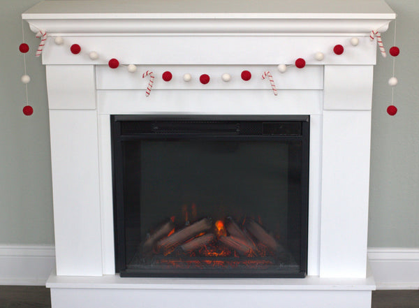 Candy Cane Felt Garland- Red, White
