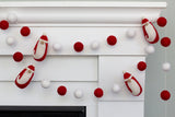 Santa Claus Felt Christmas Garland- Red & White