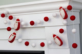 Santa Claus Felt Christmas Garland- Red & White