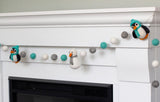 Snowman & Penguin Christmas Garland- Turquoise & Gray