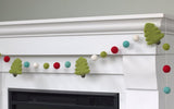 Christmas Tree Felt Garland- Turquoise, Red, Green, White