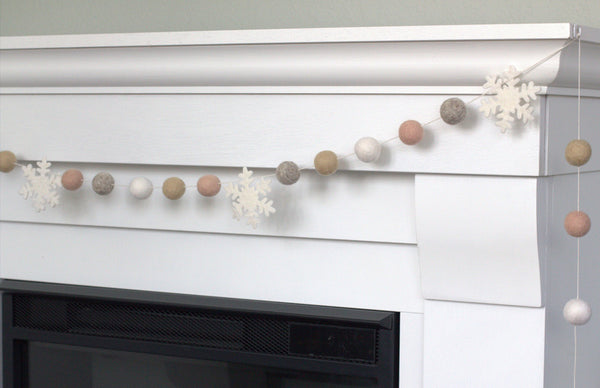 Snowflake Garland- Pink, Tan, Gray, White