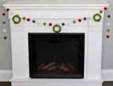 Christmas Wreath Felt Garland- Red, Shades of Green, White