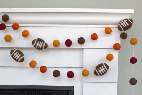 Fall Football Garland- Orange, Brown