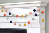 Felt Ball Garland- Coral, Peach, Seafoam, Navy, Gold