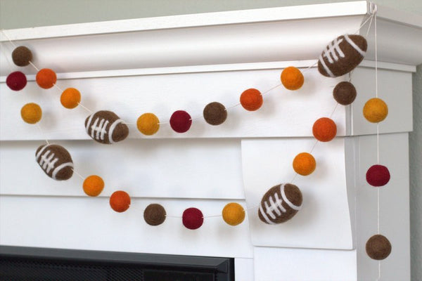 Fall Football Garland- Orange, Brown