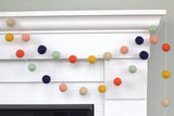 Felt Ball Garland- Coral, Peach, Seafoam, Navy, Gold