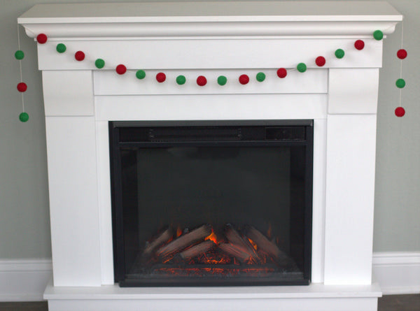 Christmas Felt Ball Garland- Red, Kelly Green