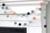 Felt Ball Garland- Navy, Teal, Peach, Seafoam, Gray