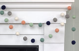 Felt Ball Garland- Navy, Teal, Peach, Seafoam, Gray