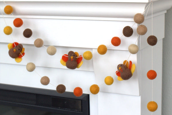 Thanksgiving Turkey Garland- Brown, Orange
