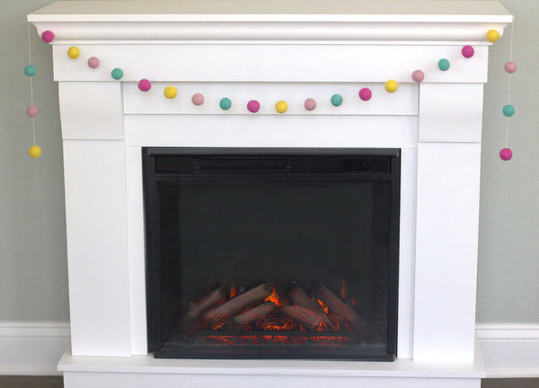 Felt Ball Garland- Pink, Turquoise, Yellow