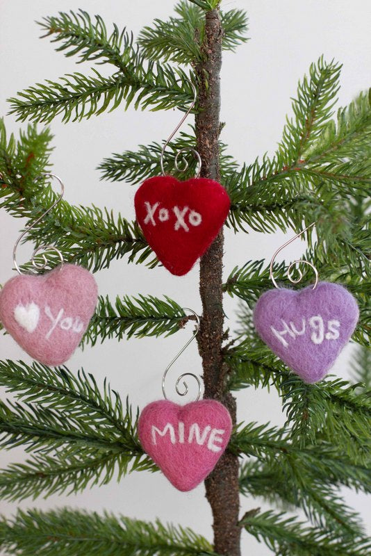 Valentine's Day Heart Ornaments- SET OF 3 or 6- Berry Pink Hearts with –  Matthew + Mae