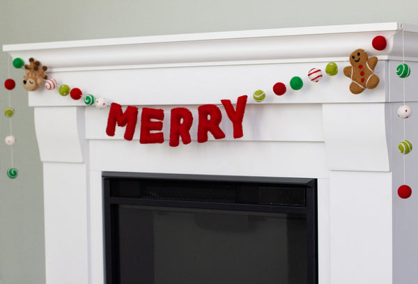 Christmas MERRY Garland- Reindeer, Gingerbread