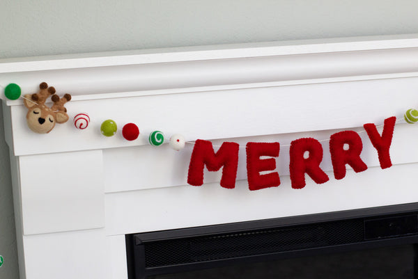 Christmas MERRY Garland- Reindeer, Gingerbread