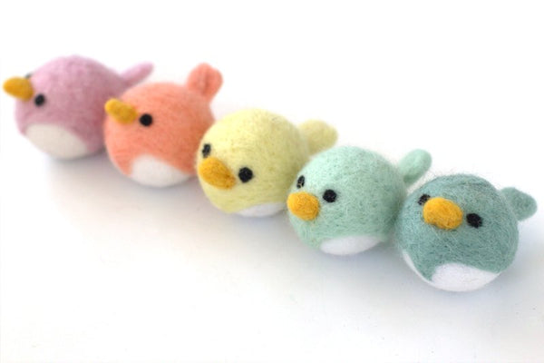 Bird Tree Ornaments- SET OF 5- Pastel Chicks