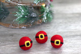 Santa Buckle Felt Balls- Red Black Gold