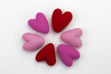 Valentine's Day Felt Folk Hearts- Red, Hot Pink, Light Pink