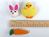 Easter Ornaments- Bunny, Chick, Carrot- SET OF 3
