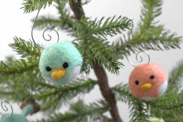 Bird Tree Ornaments- SET OF 5- Pastel Chicks