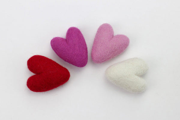 Valentine's Day Felt Folk Hearts- Red, Hot Pink, Light Pink, Off White