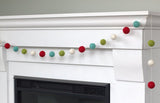 Christmas Felt Ball Garland- Red, Turquoise, Lime, White