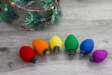 Christmas Light Bulbs Felt Shapes- SET OF 6 Bright Colors